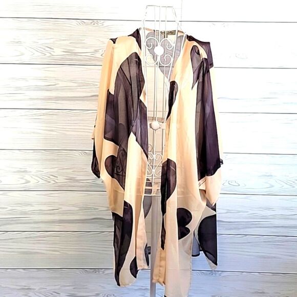 Romana LaRue by Arianne sheer kimono wrap beige & brown Women's Size OS - Picture 1 of 13